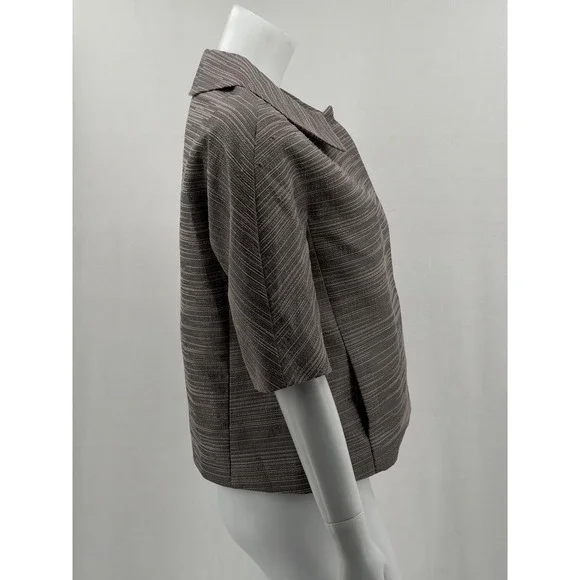 Ann Taylor Jacket Womens Small Gray Taupe Textured Blazer Snap Front Office Work - Picture 3 of 10